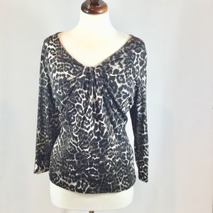 Jones New York - animal print, multi- brown top